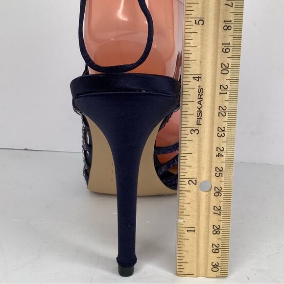 Gianni Bini Crystal Navy Blue Rhinestone Sandal Heels Women's Shoes Sz 7.5 - Picture 9 of 11